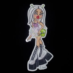 Alien Space UFO Bratz Doll Clear Sticker